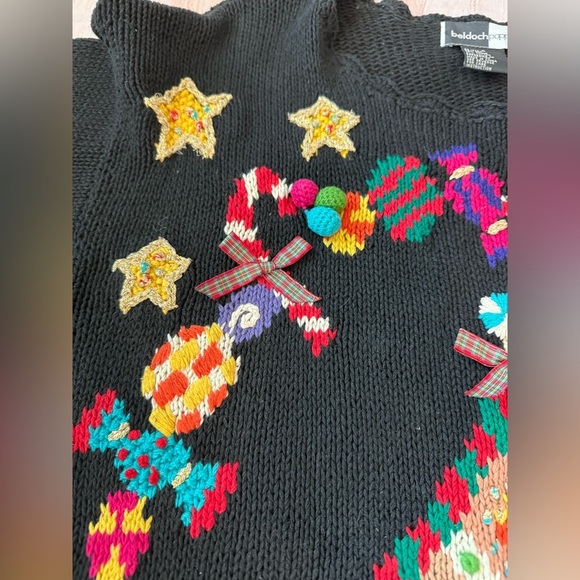 Vintage 90s Christmas Grandmacore Cottagecore Gingerbread Small Tunic Sweater - Picture 8 of 10